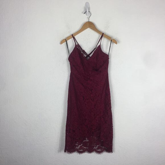 Lulus Flirting with Desire Burgundy Lace Bodycon Dress Small Whimsigoth Cocktail - Picture 3 of 13
